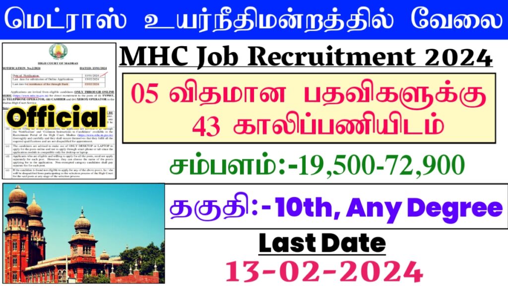 Madras High Court Recruitment 2024